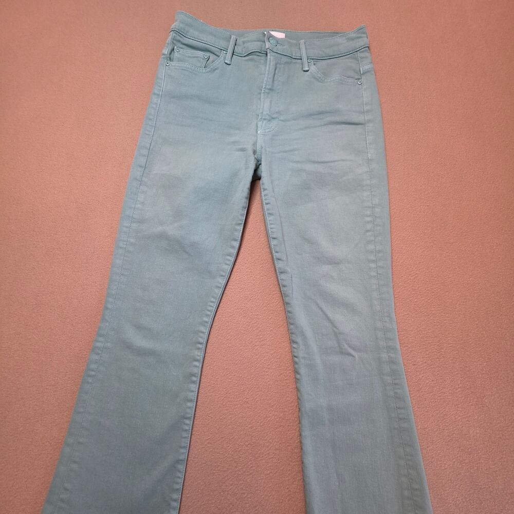 Mother The Insider Crop Step Fray Jeans Play Date Lagoon Wash Mint Green Sz 26